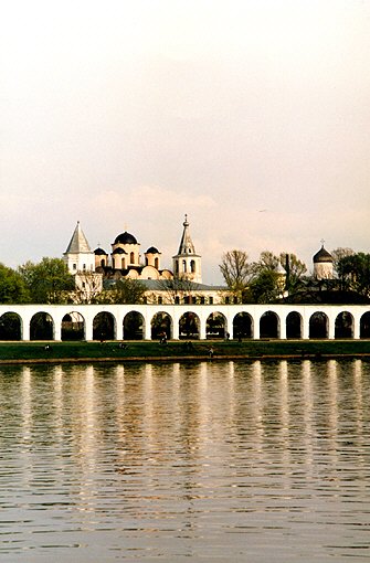 Novgorod district. Veliky Novgorod. Arcade of Gostiny Dvor. XVII-XVIII