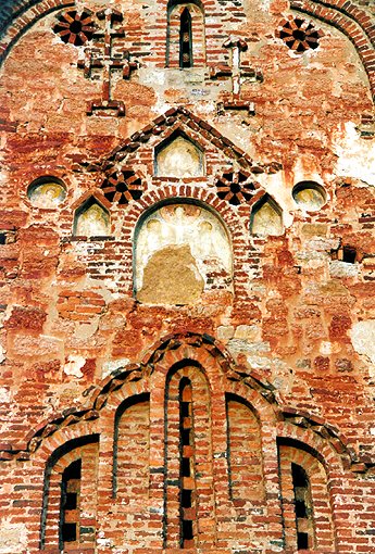 Novgorod district. Veliky Novgorod. Church of Saint Apostles Peter and Paul in Kozhevniki. Fragment. XV
