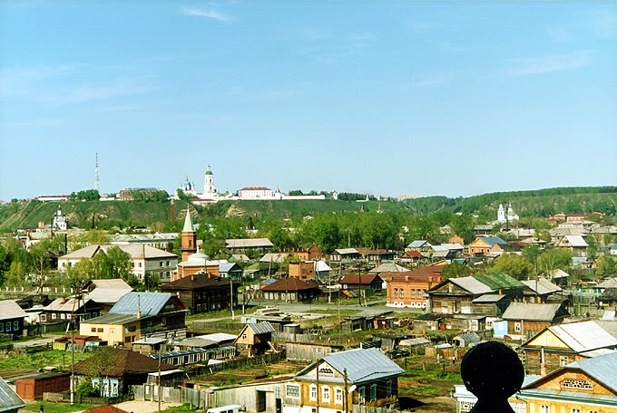 Tobolsk district. Tobolsk. Panorama of the city from belfry of Church of Exaltation of the Cross. XVIII