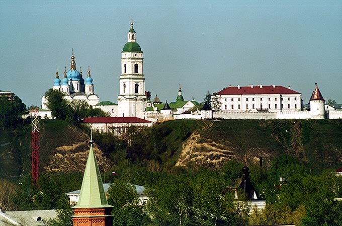 Tobolsk district. Tobolsk. Panorama of Tobolsk Kremlin from belfry of Church of Exaltation of the Cross. XVIII